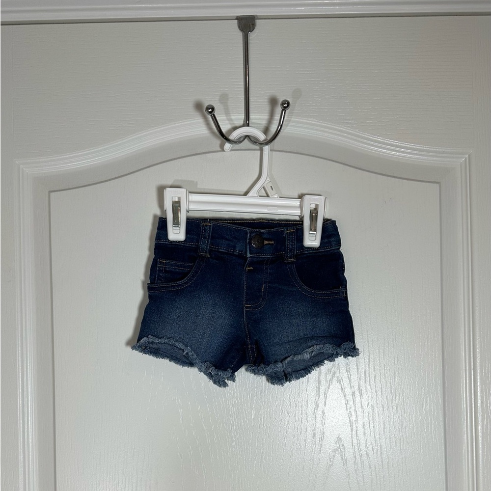 GARANIMALS Toddler Girl Medium Blue Wash Denim Frayed Shorts